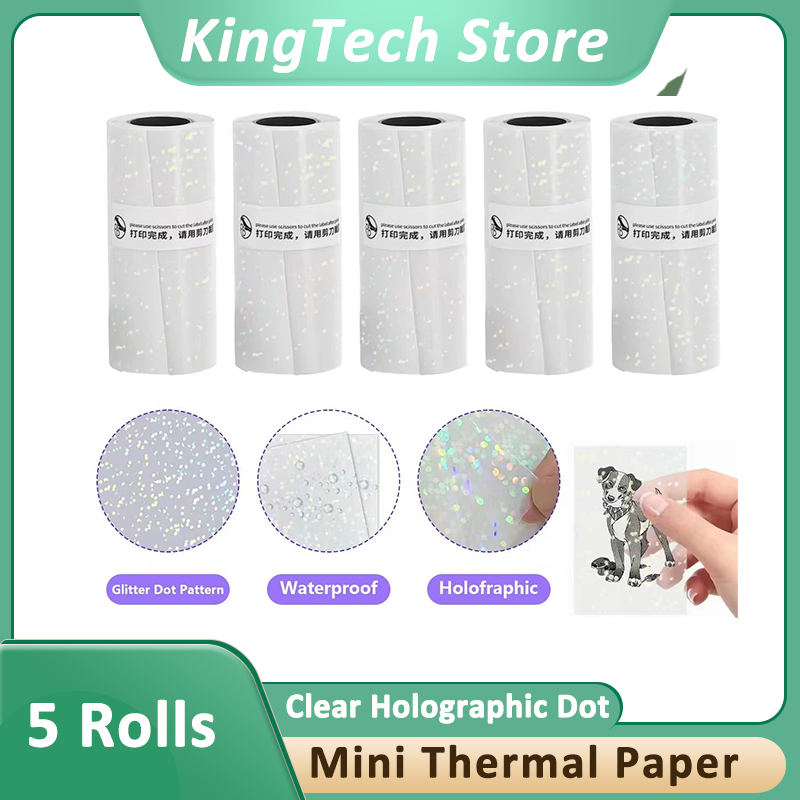 Ink Blotter Paper - Clear Holographic Dot Transparent Self-Adhesive Thermal