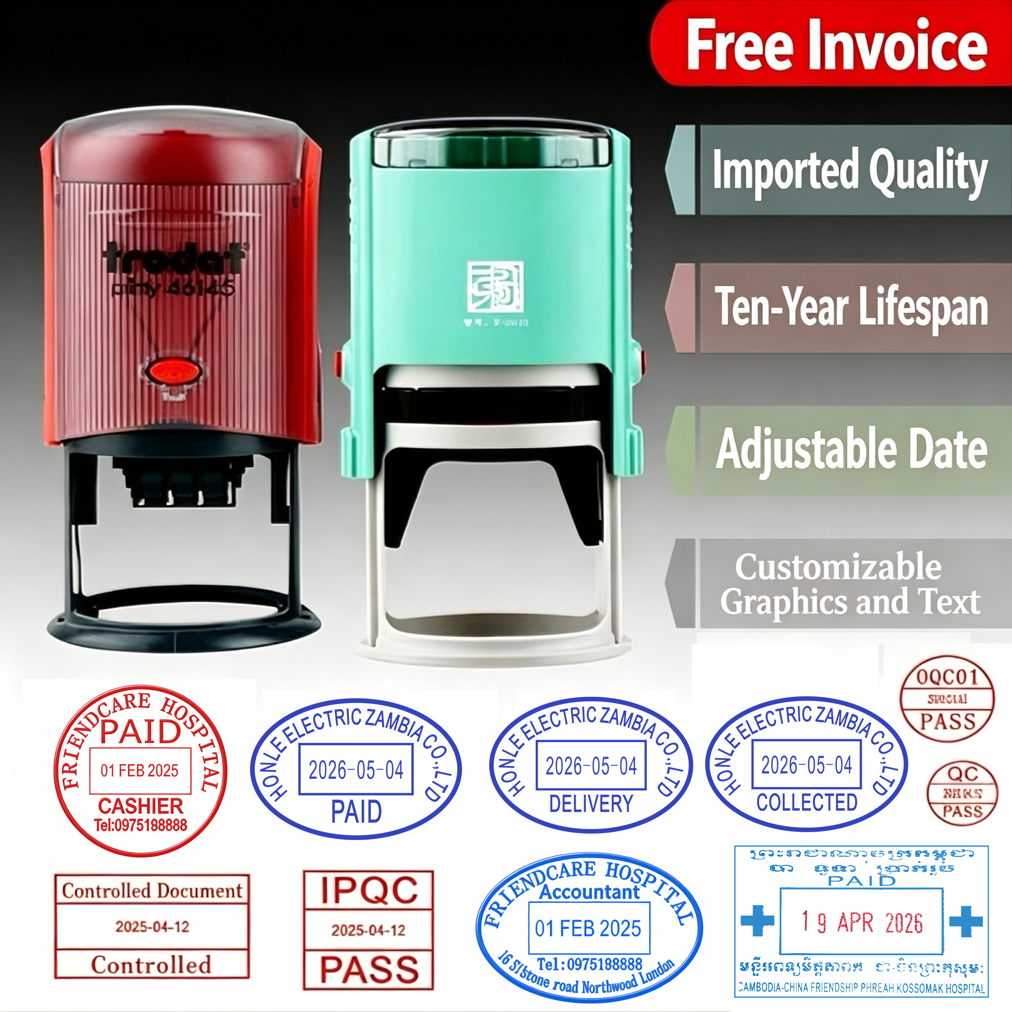 Custom Engraved Seals, Adjusta - đánh giá và giá Rubber Date Stamp