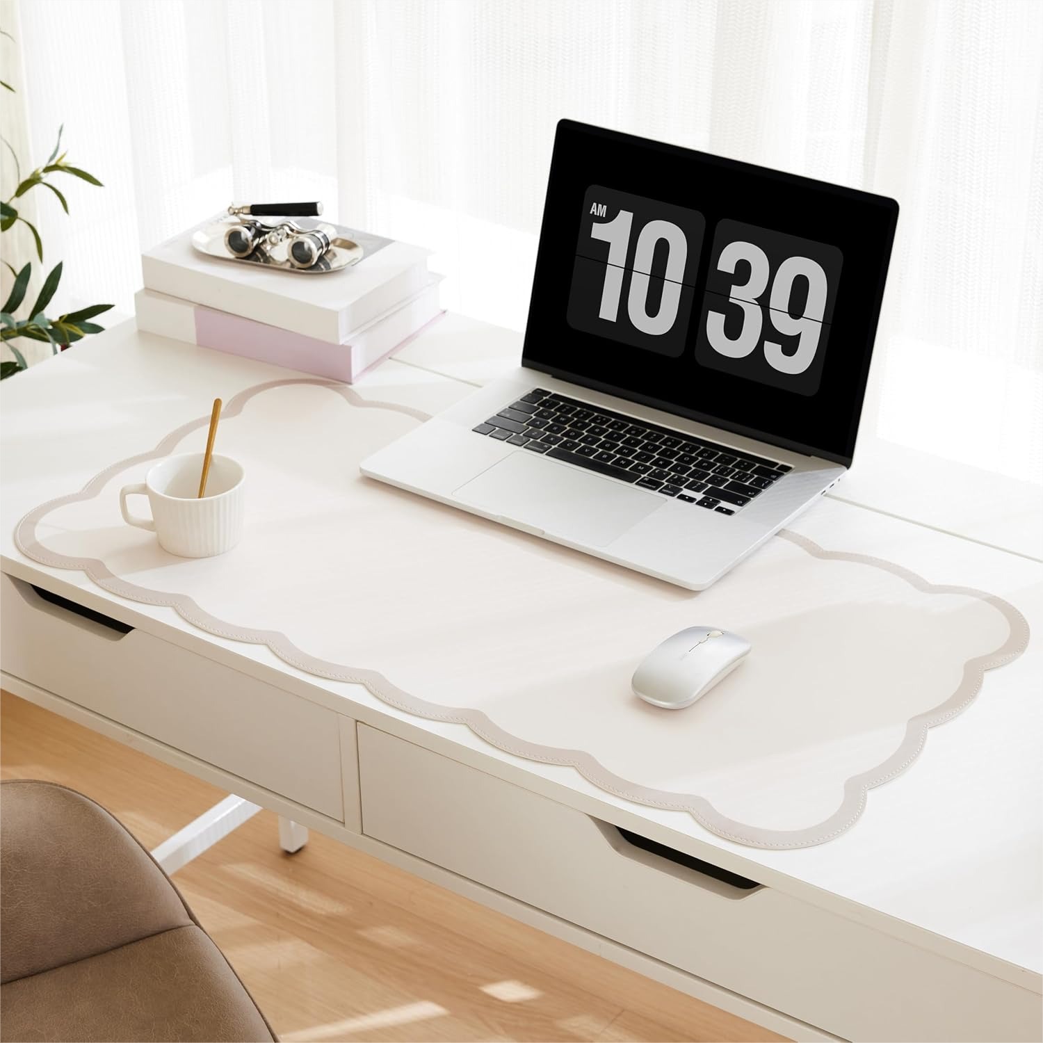 Scalloped Desk Mat 31.5x15.7 L - đánh giá và giá Leather Desk Pad